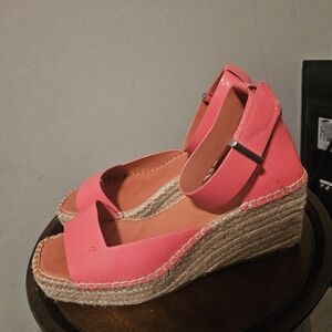 Women's Pink Espadrille Wedge Sandals